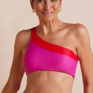 Summersalt Brand The Sidestroke Bikini Top Size 6 Hibiscus & Lava TOP ONLY